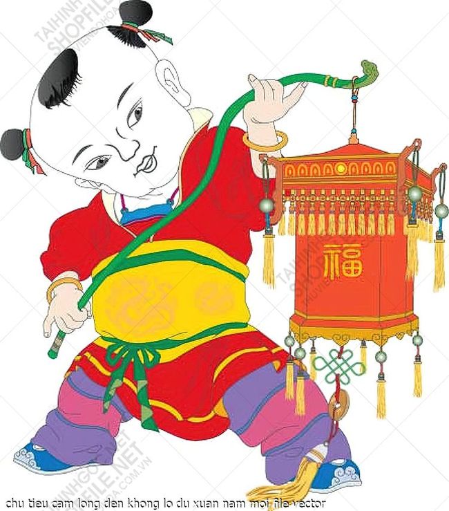 chu tieu cam long den khong lo du xuan nam moi file vector